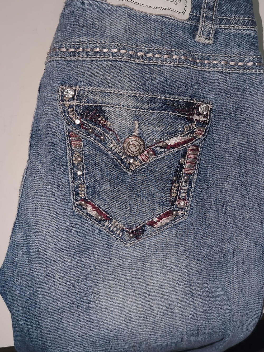 Shyanne Light Blue Boot cut Jeans with Decorative Back Pockets